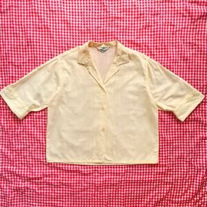 Vintage 50s‎ Womens Yellow Button Down Cotton Sanforized Blouse // Size Medium